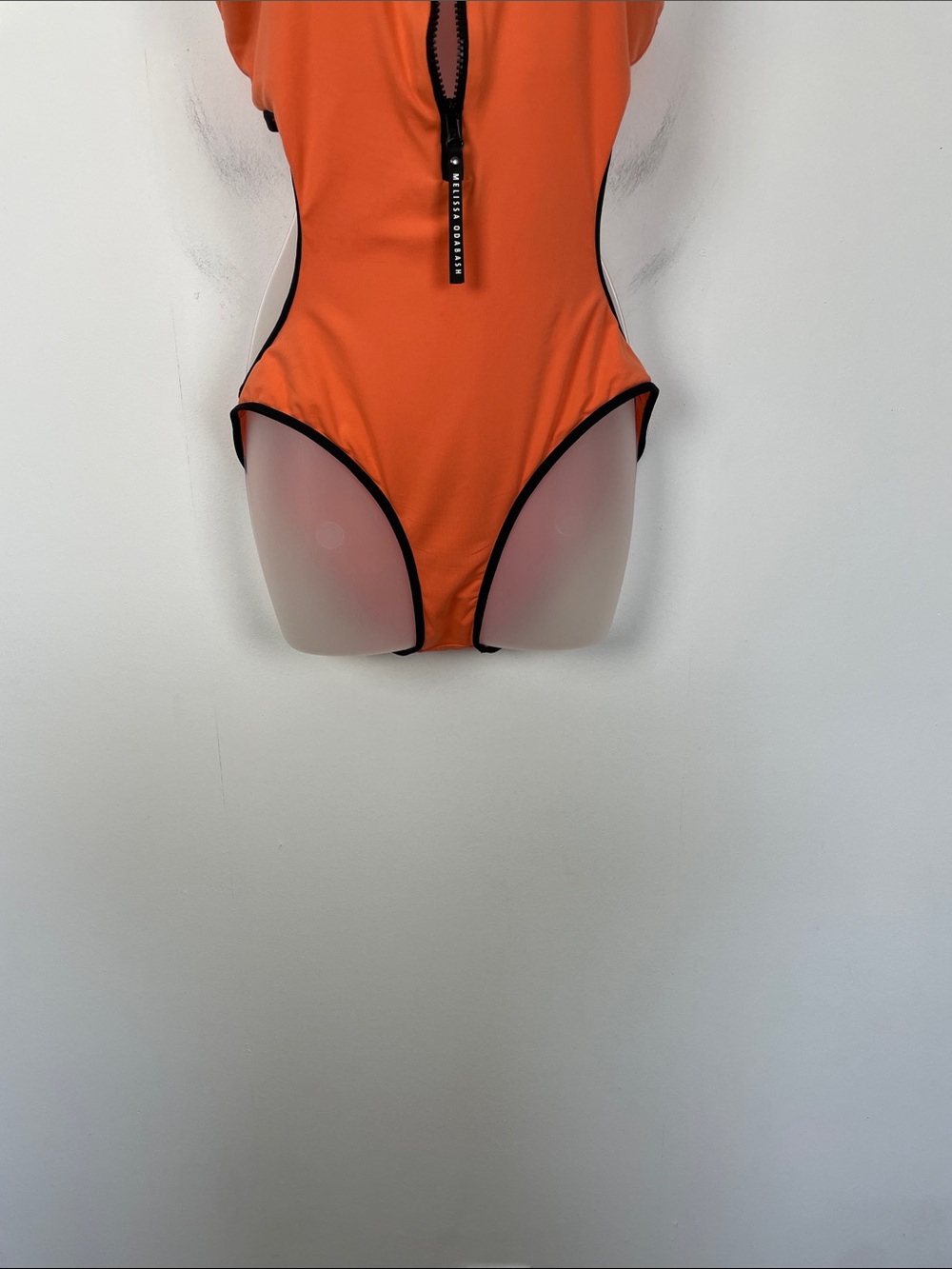 Melissa Odabash Cutout Orange Racerback Women's One-Piece Swimsuit 1/2 Zip Front - Picture 3 of 9